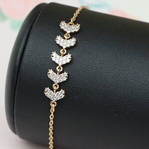 Elegant Rose Gold Bracelet with Sparkling Leaf Cluster Design, XPBL0715 ✔ Craf